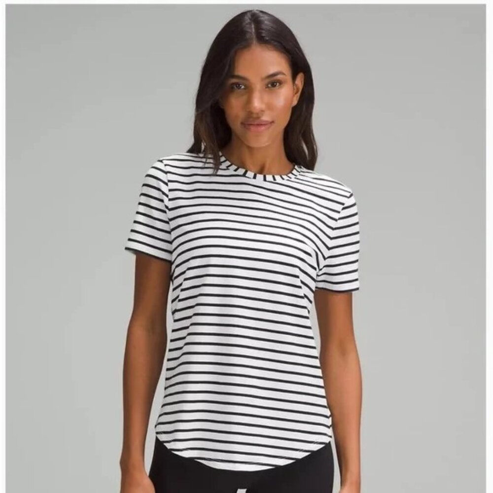 Lululemon Love Crew Neck T-Shirt, Black and White Striped
